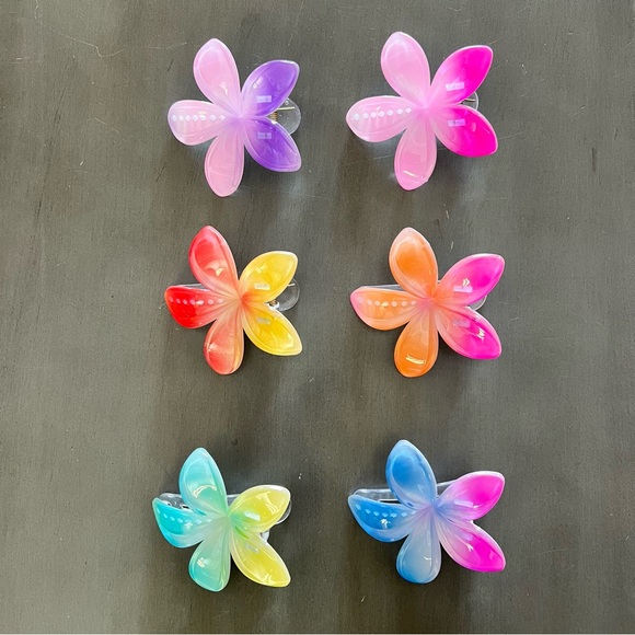 Red Orange Yellow Plumeria Floral Flower Duck Bill 3" Lobster Claw Hair Clip - Picture 4 of 4